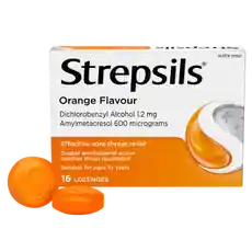 Strepsils Sore Throat Relief 
Orange Flavour Lozenges