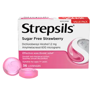 Strepsils Sugar Free Strawberry Flavour Lozenges