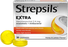 Strepsils Extra Honey and Lemon  Flavour Anaesthetic Lozenges