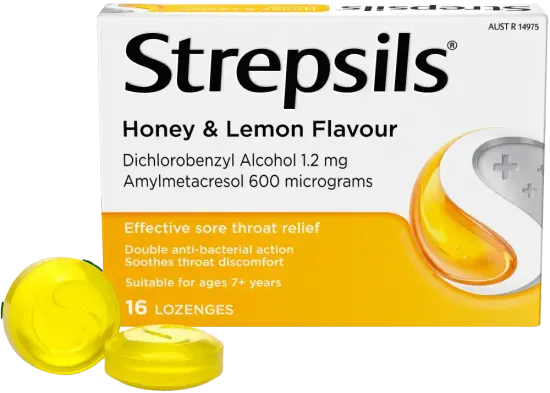 Strepsils Sore Throat Relief Honey & Lemon Flavour Lozenges