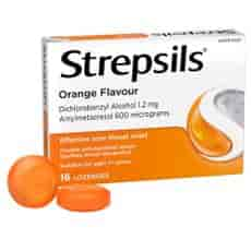 Strepsils Sore Throat Relief 
Orange Flavour Lozenges