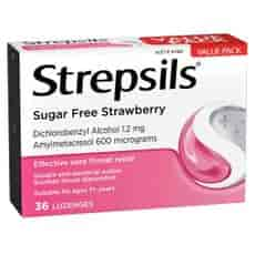 Strepsils Sugar Free Strawberry Flavour Lozenges