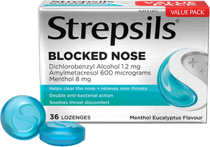 Strepsils Plus Blocked Nose Menthol Eucalytus Flavour Lozenges