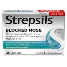 Strepsils Plus Blocked Nose Menthol Eucalytus Flavour Lozenges