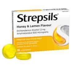 Strepsils Sore Throat Relief 
Honey & Lemon Flavour Lozenges